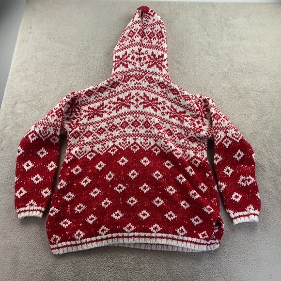 Hippie Rose Women's Sweater Medium Holiday Red Knit Hooded Nordic Fair Isle Y2K - Picture 10 of 10